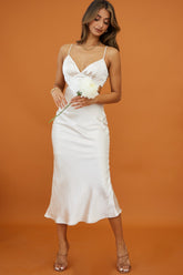 City Lights Cut-Out Waist Strappy Back Midi Dress Champagne